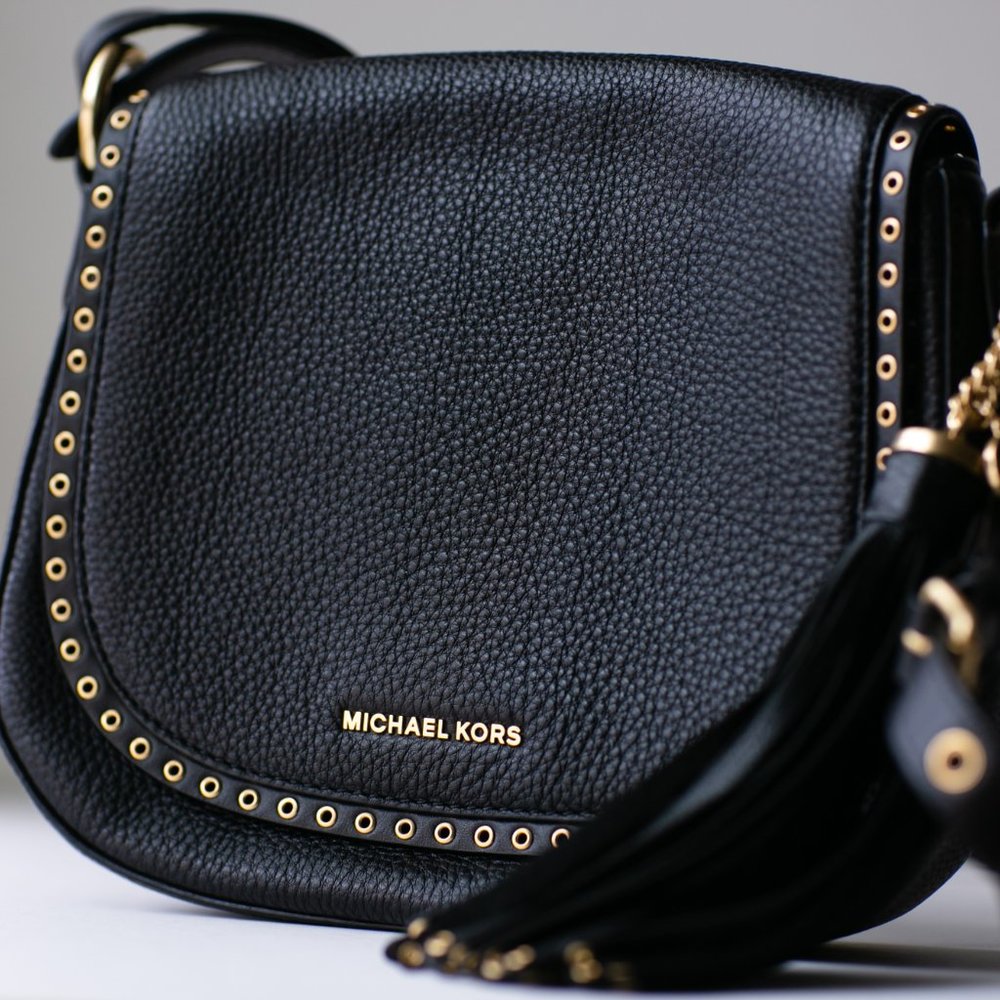 Michael Kors ❤️Black Leather 😍Contemporary Crossbody Shoulder Bag
